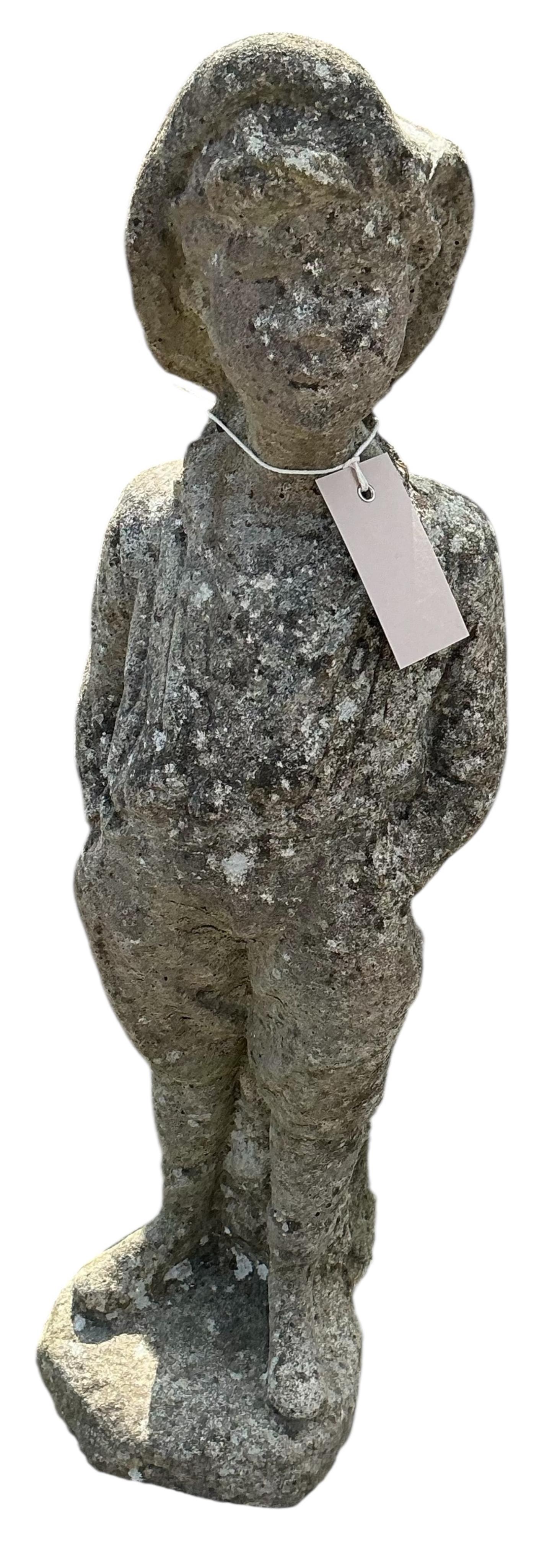 Four reconstituted stone garden statues, largest height 87cm